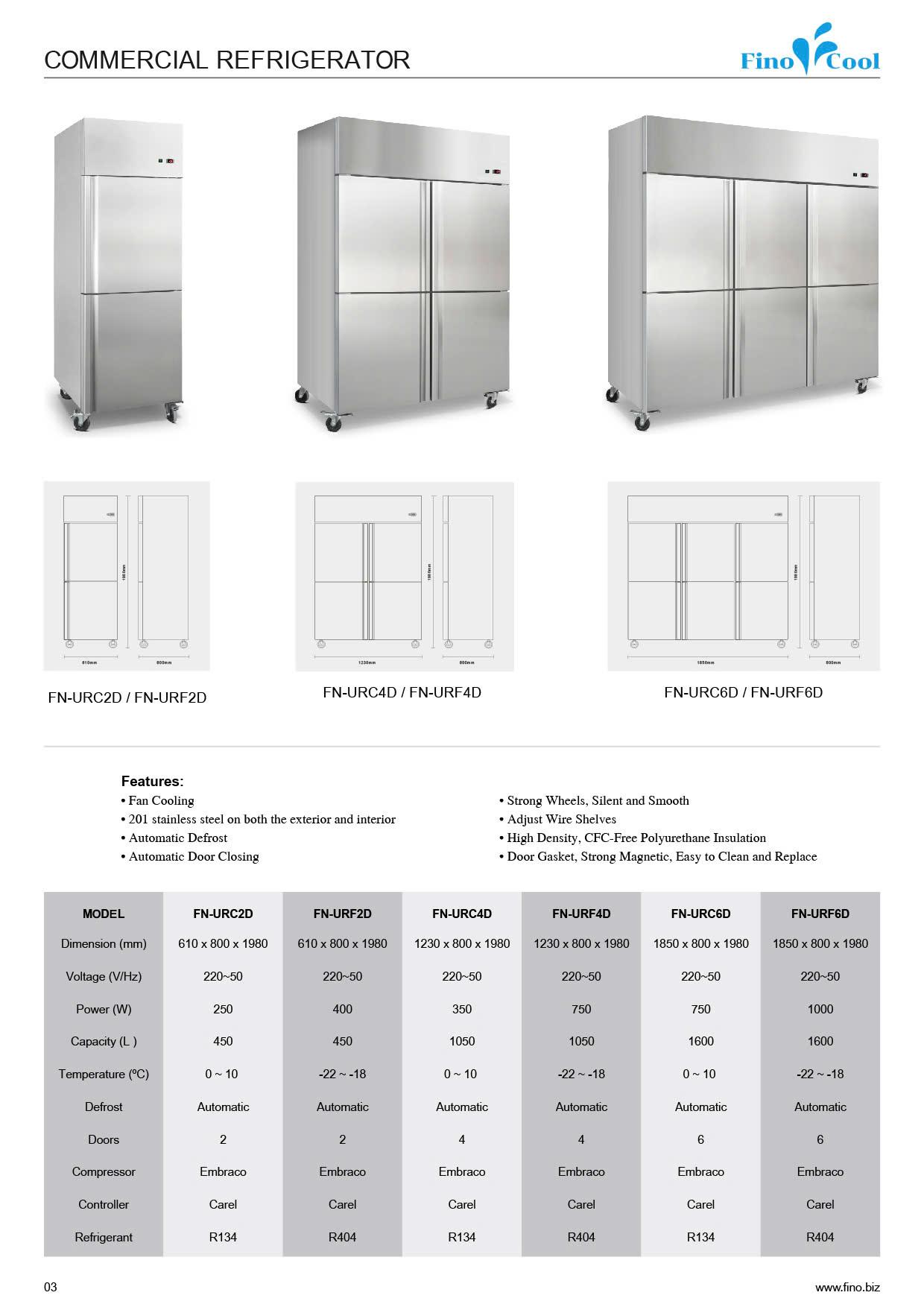 Thông số tủ đông 6 cánh Fino Cool