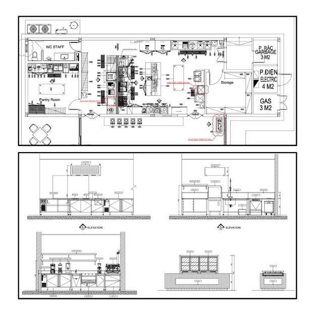 Layout thiết bị bếp công nghiệp